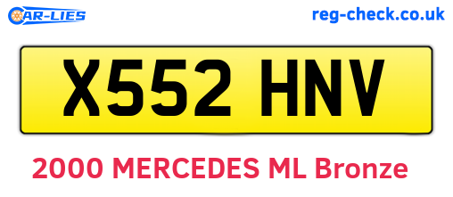 X552HNV are the vehicle registration plates.