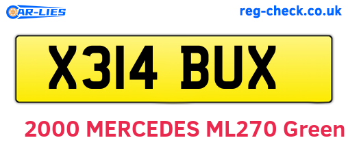 X314BUX are the vehicle registration plates.