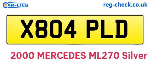 X804PLD are the vehicle registration plates.