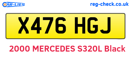 X476HGJ are the vehicle registration plates.