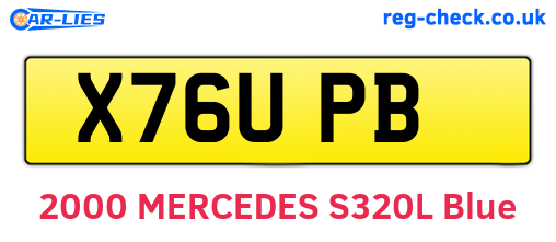 X76UPB are the vehicle registration plates.