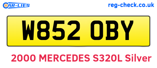 W852OBY are the vehicle registration plates.