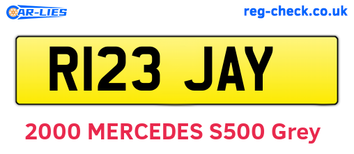 R123JAY are the vehicle registration plates.