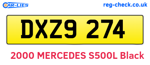 DXZ9274 are the vehicle registration plates.