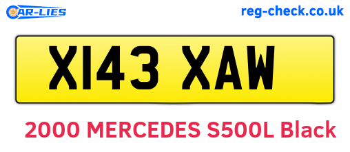 X143XAW are the vehicle registration plates.