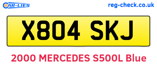 X804SKJ are the vehicle registration plates.