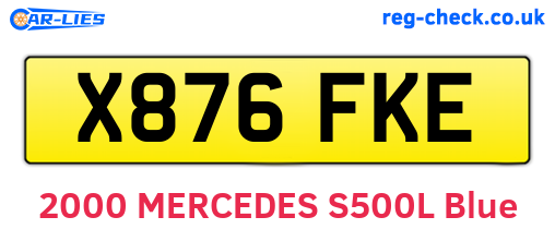 X876FKE are the vehicle registration plates.