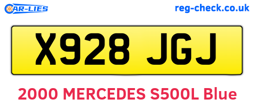 X928JGJ are the vehicle registration plates.