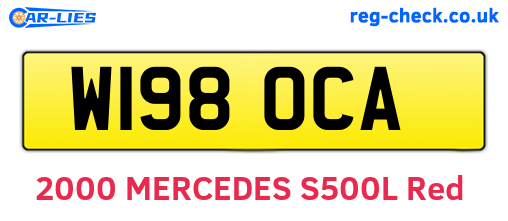 W198OCA are the vehicle registration plates.