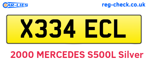 X334ECL are the vehicle registration plates.