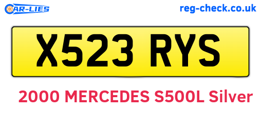 X523RYS are the vehicle registration plates.
