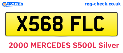 X568FLC are the vehicle registration plates.