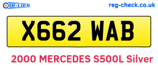 X662WAB are the vehicle registration plates.
