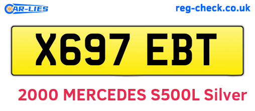 X697EBT are the vehicle registration plates.