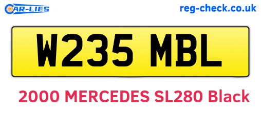 W235MBL are the vehicle registration plates.