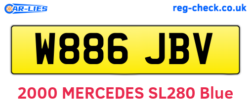 W886JBV are the vehicle registration plates.