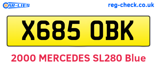 X685OBK are the vehicle registration plates.
