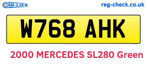 W768AHK are the vehicle registration plates.