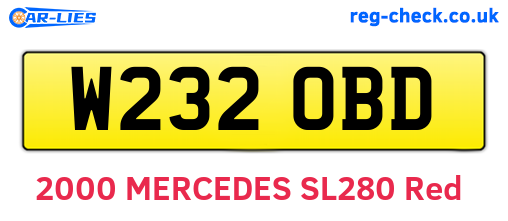 W232OBD are the vehicle registration plates.