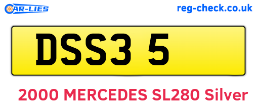 DSS35 are the vehicle registration plates.