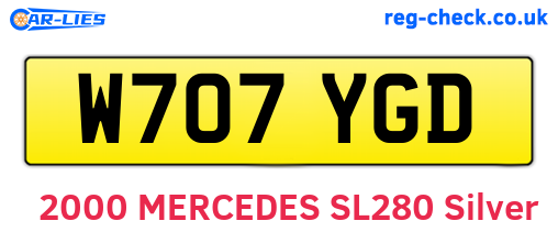 W707YGD are the vehicle registration plates.
