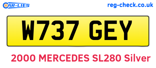 W737GEY are the vehicle registration plates.