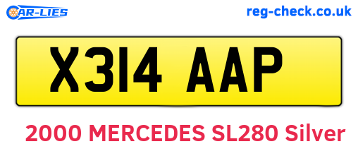 X314AAP are the vehicle registration plates.