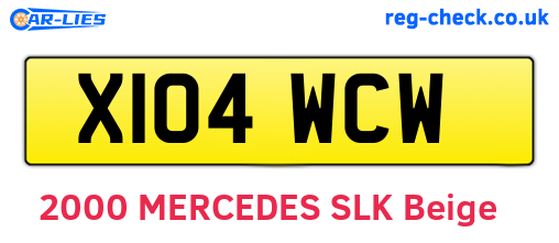 X104WCW are the vehicle registration plates.