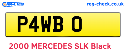 P4WBO are the vehicle registration plates.