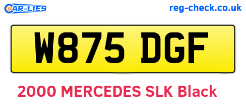 W875DGF are the vehicle registration plates.