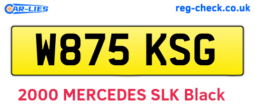 W875KSG are the vehicle registration plates.