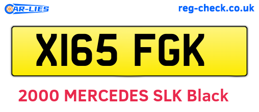 X165FGK are the vehicle registration plates.