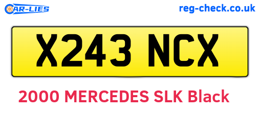 X243NCX are the vehicle registration plates.