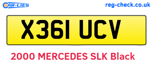X361UCV are the vehicle registration plates.