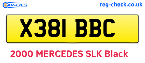 X381BBC are the vehicle registration plates.
