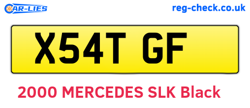 X54TGF are the vehicle registration plates.