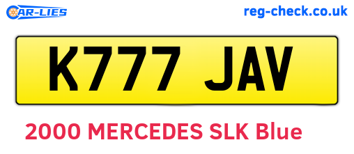 K777JAV are the vehicle registration plates.