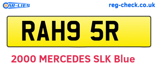 RAH95R are the vehicle registration plates.