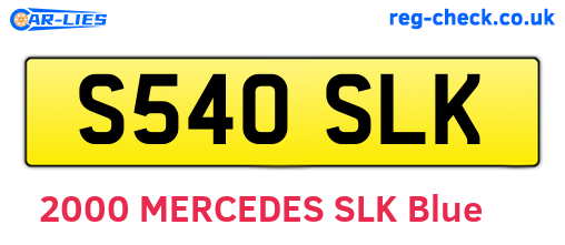 S540SLK are the vehicle registration plates.