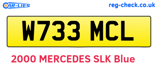 W733MCL are the vehicle registration plates.
