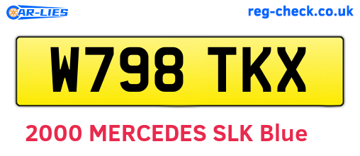 W798TKX are the vehicle registration plates.