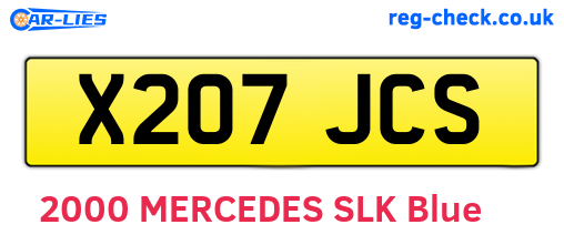 X207JCS are the vehicle registration plates.