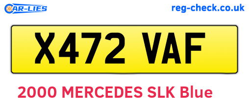 X472VAF are the vehicle registration plates.
