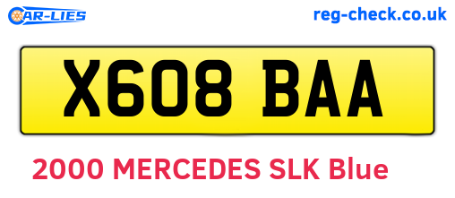 X608BAA are the vehicle registration plates.