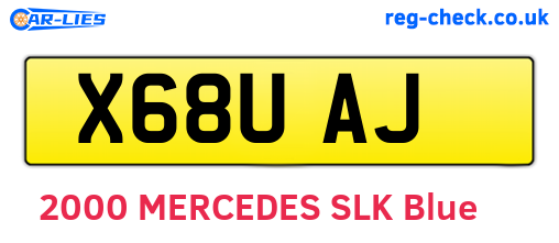 X68UAJ are the vehicle registration plates.