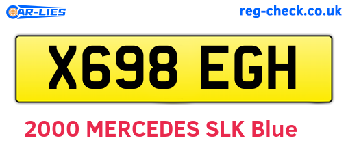 X698EGH are the vehicle registration plates.
