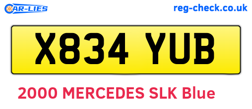 X834YUB are the vehicle registration plates.