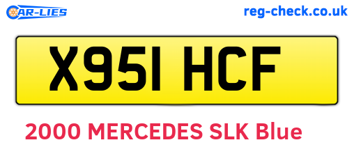 X951HCF are the vehicle registration plates.
