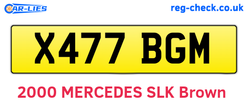 X477BGM are the vehicle registration plates.