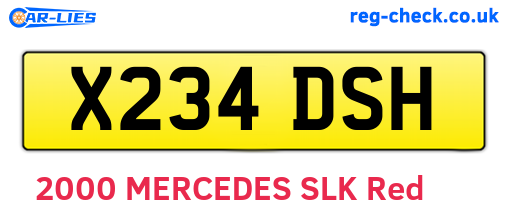X234DSH are the vehicle registration plates.